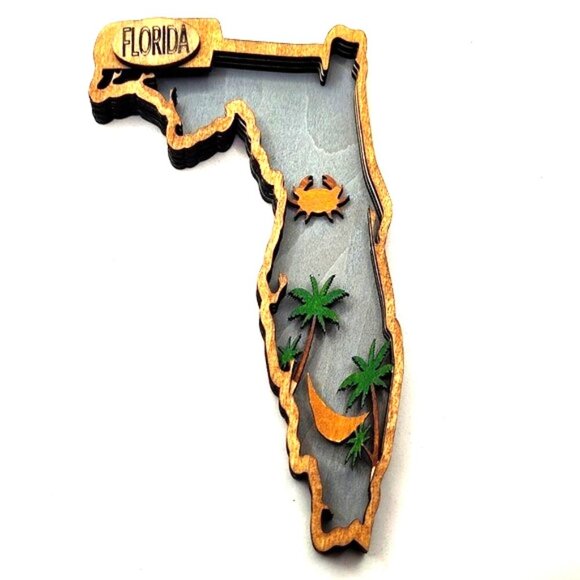 3D Laser cut multi-layered FLORIDA state magnet - Picture 1 of 4